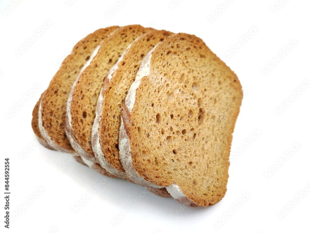 Top view of whole grain cripsy rusks, isolated on white background. Top view of whole grain cripsy rusks, isolated on white background.