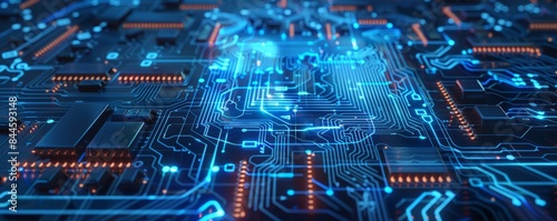 Close up of microchips representing futuristic technology..