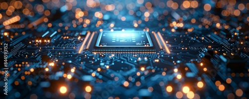 Close up of microchips representing futuristic technology.