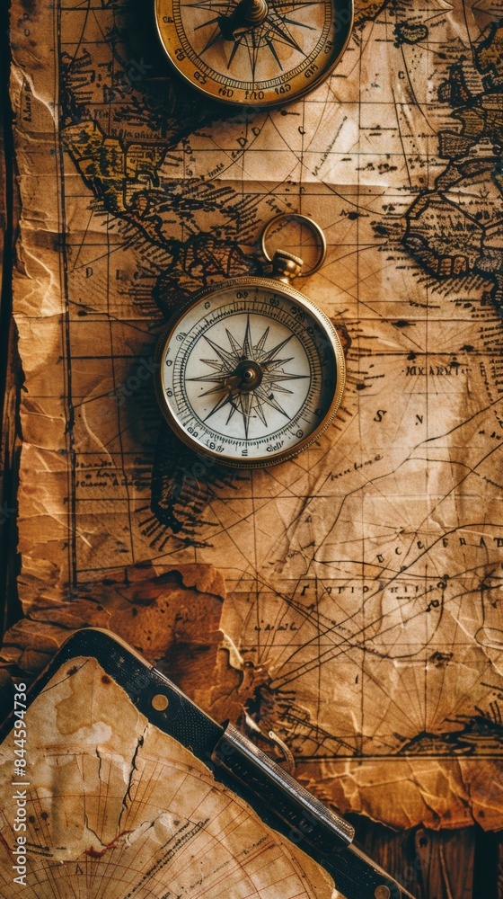 Naklejka premium Adventure discovery navigation background