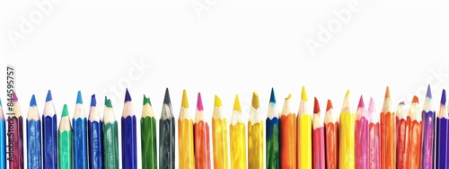 Collection of colorful pencils on white background
