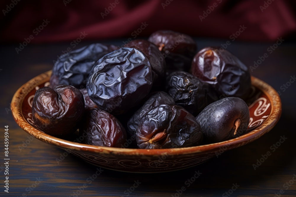 Delectable Sweet dried plums. Food dessert bowl of organic fruits. Generate Ai Delectable Sweet dried plums. Food dessert bowl of organic fruits. Generate Ai
