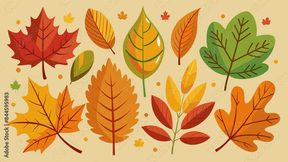 Fototapeta premium Autumn Fall Leaf set