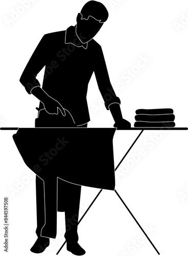 Vector silhouette of a cleaning lady on a white background.