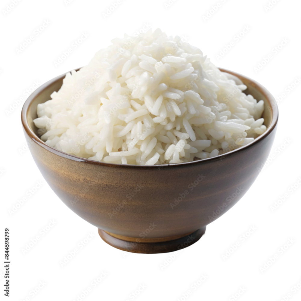 Boiled white rice on wooden bowl isolated on transparent background. Boiled white rice on wooden bowl isolated on transparent background.