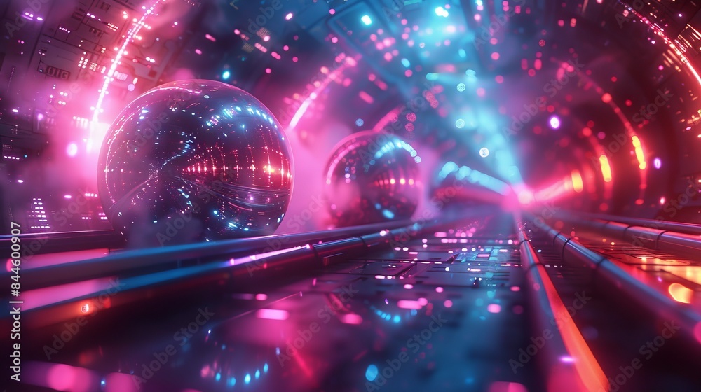 Fototapeta premium Generate an immersive 3D environment with glowing elements