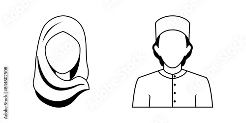Muslim Avatar Icon Vector, Male and Female vector icon