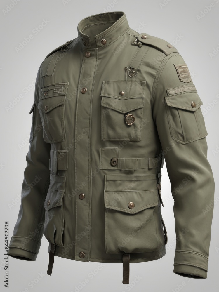 Military-inspired Jacket with Multiple Pockets Military-inspired Jacket with Multiple Pockets