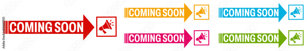 set coming soon icon label. upcoming product sign symbol design vector illustration set coming soon icon label. upcoming product sign symbol design vector illustration