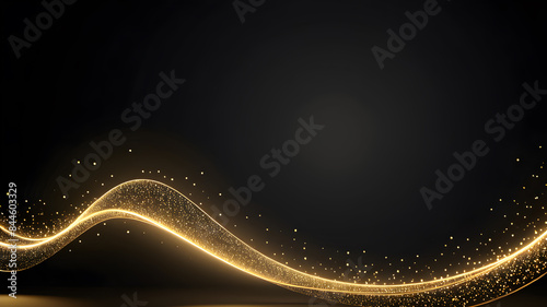 Artifical  generated gold glittering wave design background. Abstract background wavy lines background