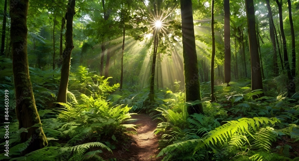 Ray of Right of the sun in the green forest Ray of Right of the sun in the green forest