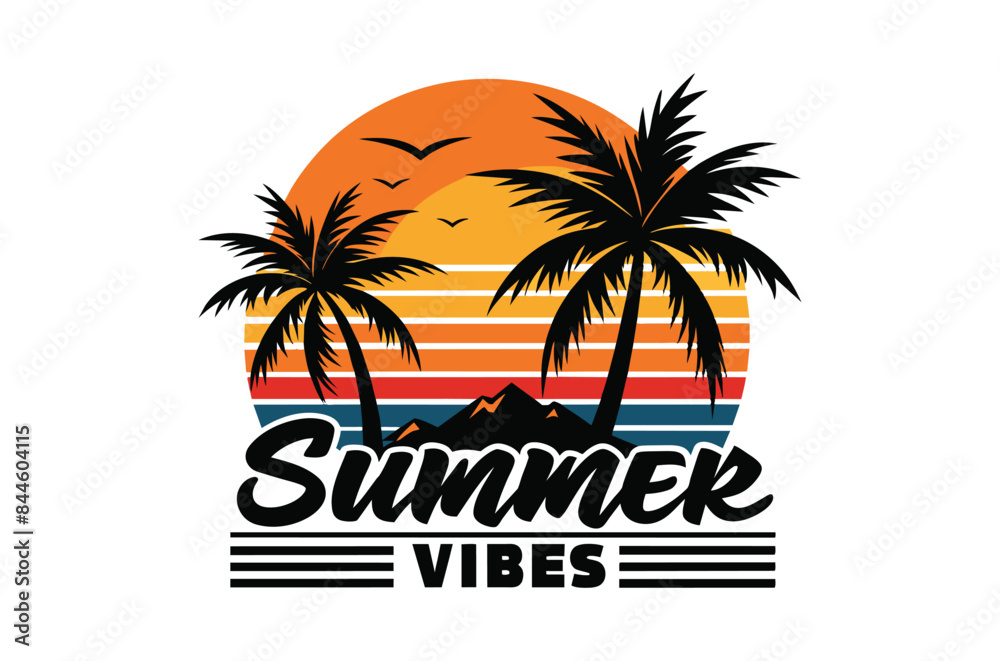 Summer time typography t shirt design, summer svg, beach life, sunset, Funny summer vibes, printable vector illustration, cut file cricut, silhouette, png, laser cut