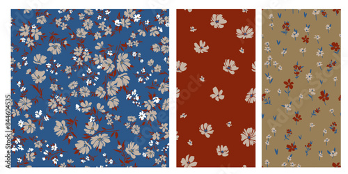 Seamless spring vector pattern with floral motif for dress fabric