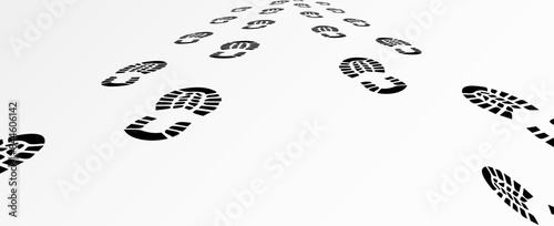 footprint tracking path on transparent background, footprint path vector illustration.