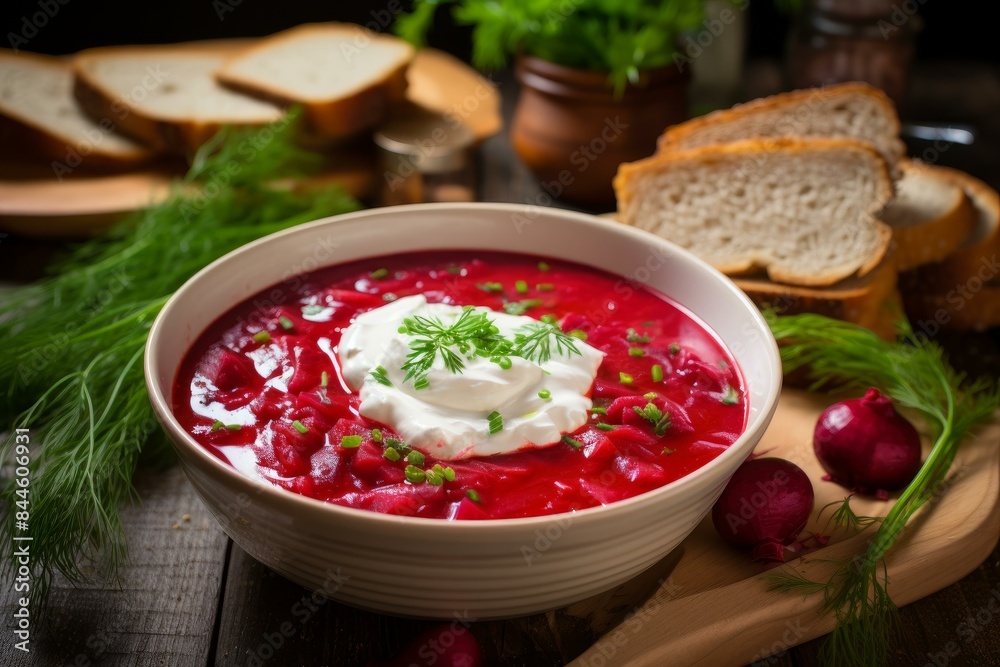 Nutritious Tasty borscht. Dish meat vegetable. Generate Ai Nutritious Tasty borscht. Dish meat vegetable. Generate Ai
