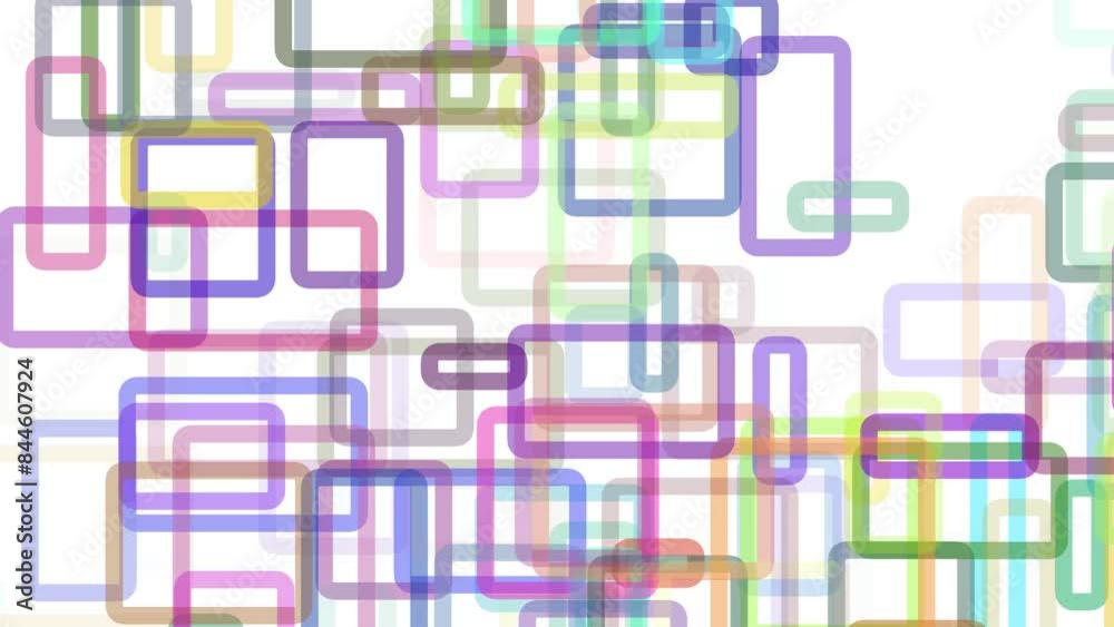Rounded Corner Colour Rectangles.
Different size and colour rectangles with thick outlines and rounded corners appear and disappear.