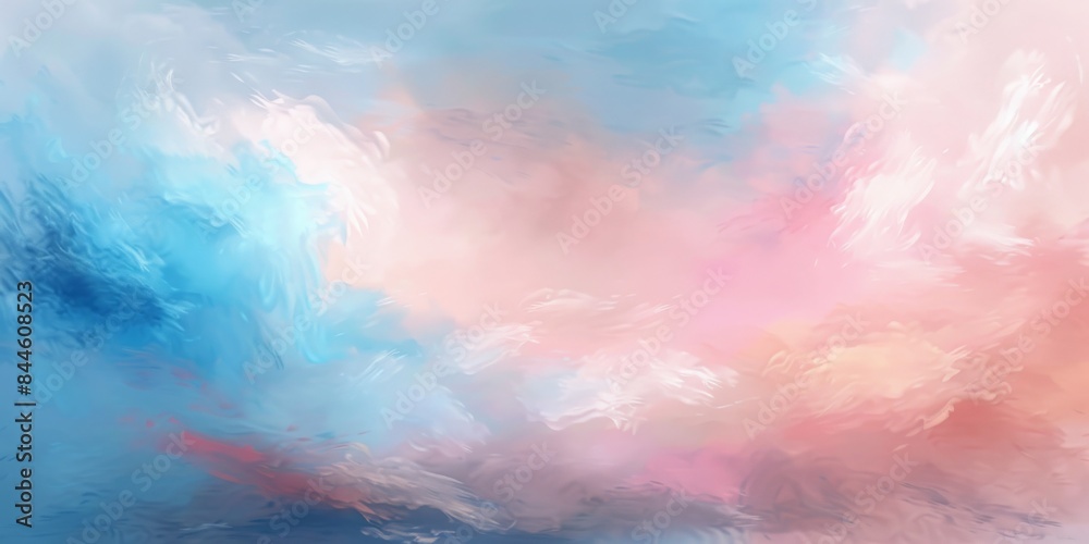 Painting of a sky with blue and pink hues, fluffy clouds, creating a dreamy atmosphere, ideal for artistic backgrounds. Painting of a sky with blue and pink hues, fluffy clouds, creating a dreamy atmosphere, ideal for artistic backgrounds.