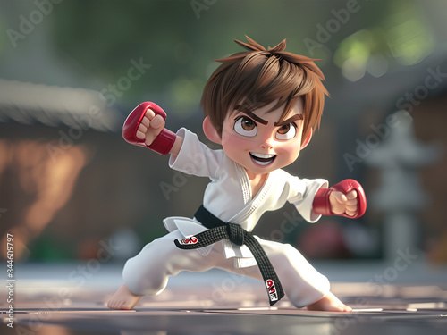 Karate martial arts tae kwon do dojo clipart cartoon Boy Kick photo