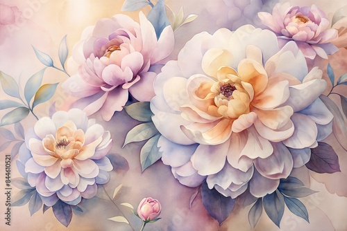 Watercolor painting of soft pink and yellow flowers © Tatiana