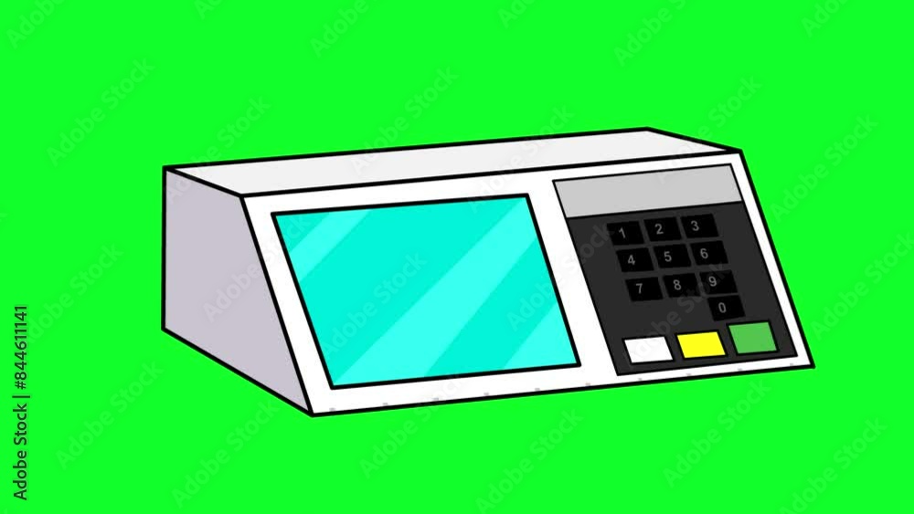 Animation of an electronic voting machine with green background, election, art. Animation of an electronic voting machine with green background, election, art.