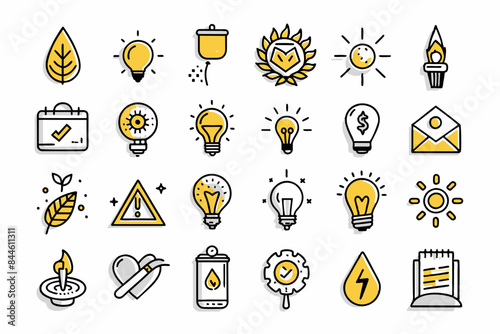 icons, travel, car, set, vector, pattern, flower, illustration