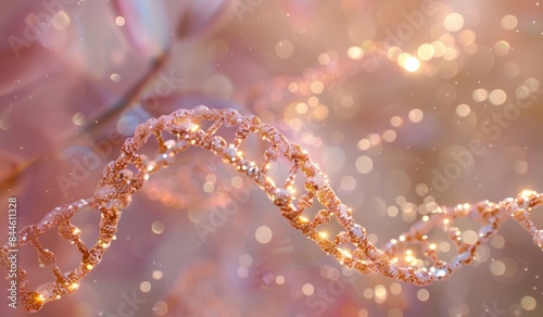 Enchanted DNA Strands: Glowing Gold and Whispering Pink Magic in 8K Resolution