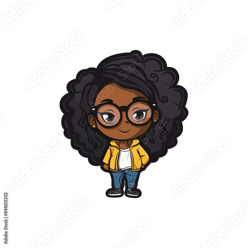 cute black girl vector character design