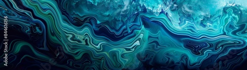 Blue and green waves of abstract liquid.