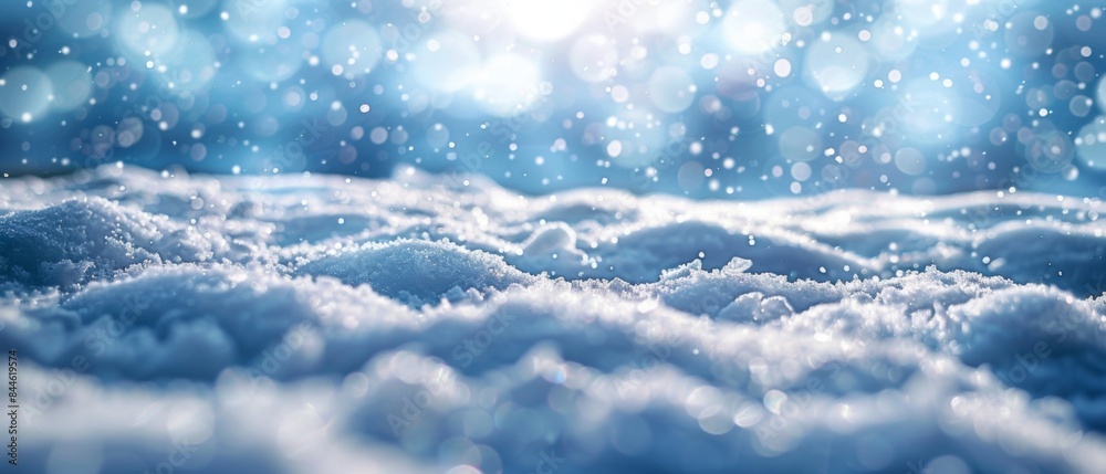 Winter snow background with snowdrifts, with beautiful light and snow flakes on the blue sky, beautiful bokeh circles Winter snow background with snowdrifts, with beautiful light and snow flakes on the blue sky, beautiful bokeh circles