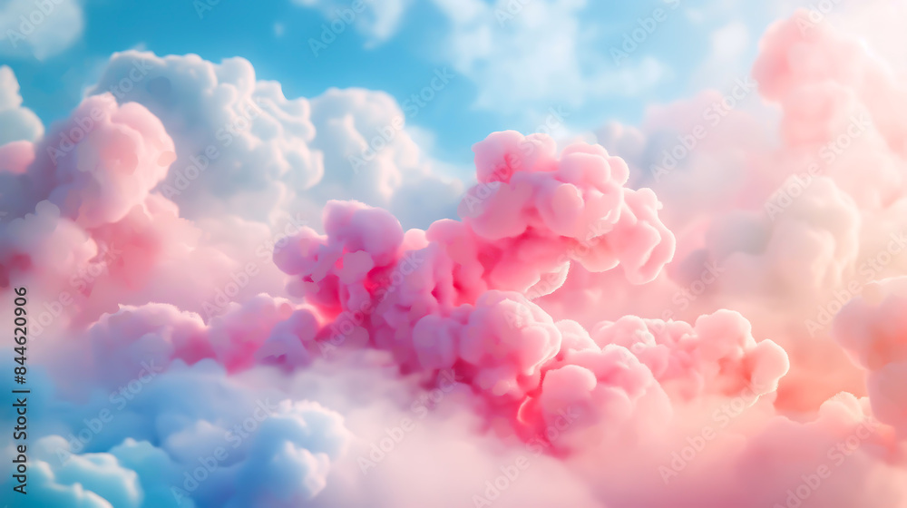 Fototapeta premium Colorful cotton candy land, Fantasy colorful cotton candy fairytale festive land