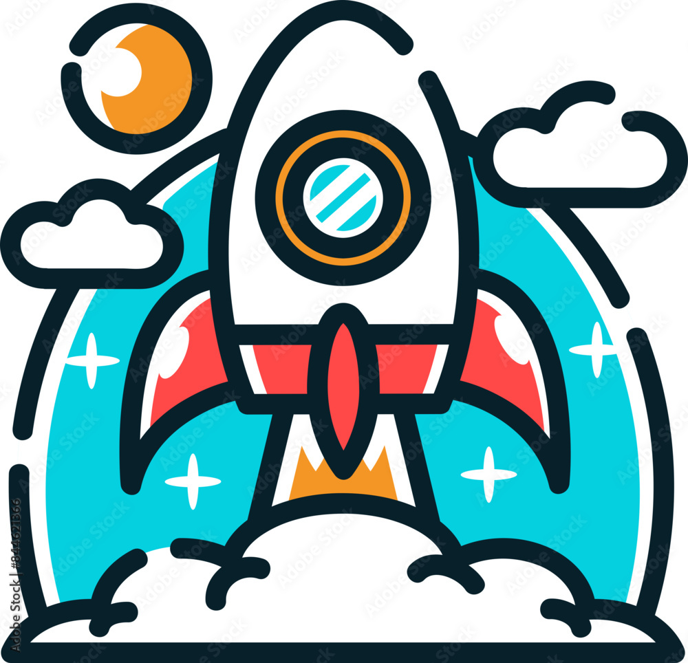 Fototapeta premium Launchpad lift-off, start-up icon.