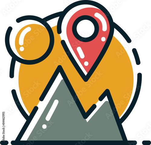 Mountain peak, navigation icon.