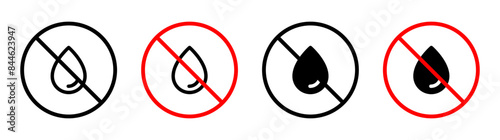No water drop sign indicating prohibition on water usage or leakage