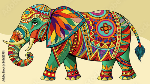 Etnic Pattern On painted Elephant