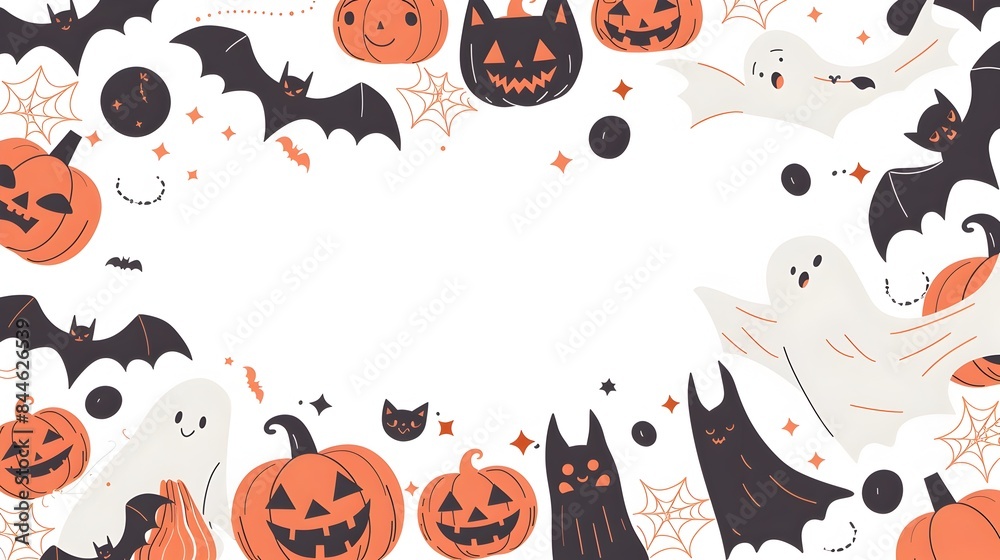 Festive Halloween Pattern with Pumpkins Bats and Ghosts Festive Halloween Pattern with Pumpkins Bats and Ghosts