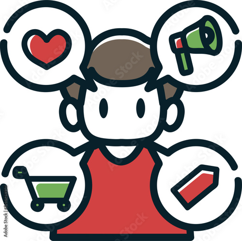 Customer behavior, research and development icon.