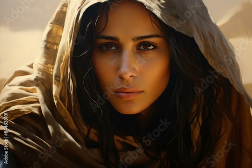 Intricate Arab young girl headscarf. Culture arabic. Generate Ai