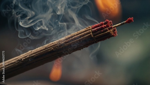 Close-Up of Burning Incense Stick Tip.