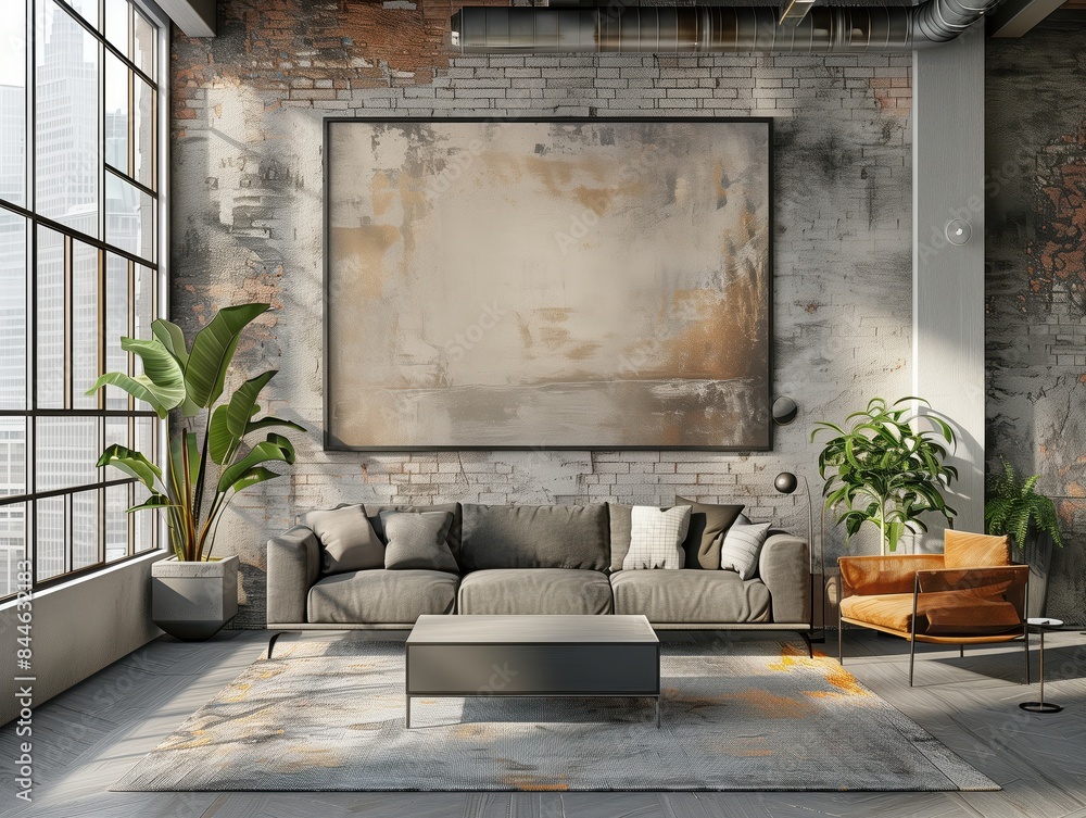 mockup for large art in a big modern loft, futuristic style modern premium mockup, stylish interior mockup for large art in a big modern loft, futuristic style modern premium mockup, stylish interior