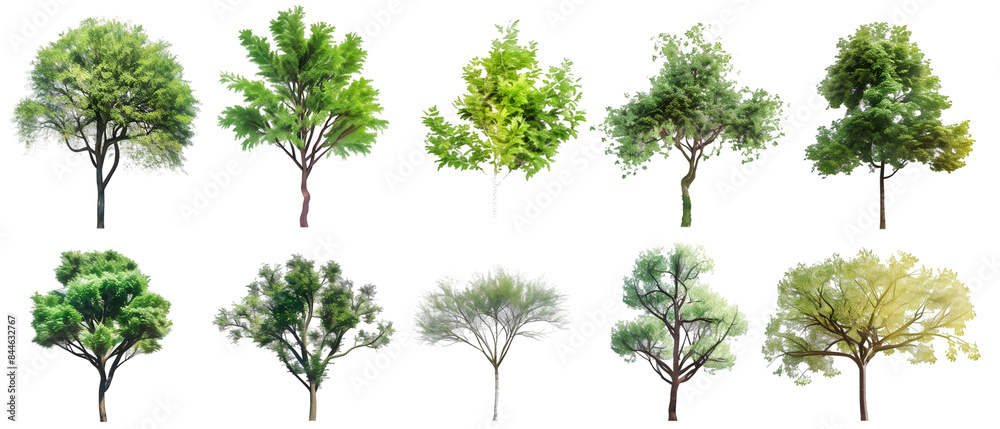 Fototapeta premium set trees with roots isolated on white background