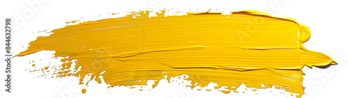 Yellow brush stroke set isolated on white background