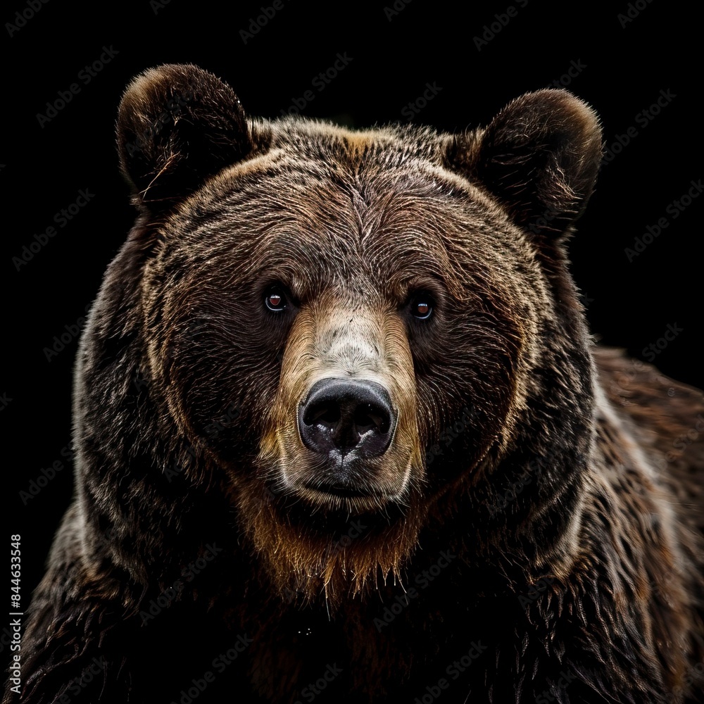 Fototapeta premium bear on dark background --ar 1:1 --style raw Job ID: b7e8b07e-af52-4e75-9ee4-b26a8ef6f05d