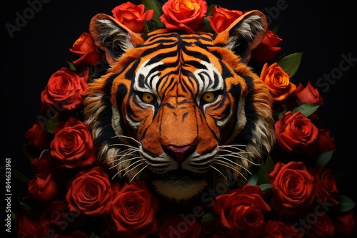 Tantalizing Tiger head roses. Summer wild. Generate Ai © juliars