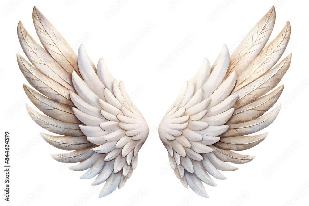 Fototapeta premium angel white wings isolated on white background and transparent png 