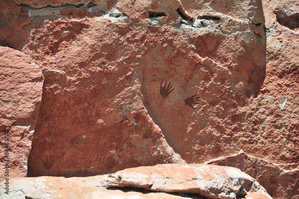 Ubon Ratchathani, Thailand - May 30, 2024 : landscape tourist attractions Pha Taem National Park There are paintings on ancient cave walls, more than 3000 years old, high cliffs, large rocks.
