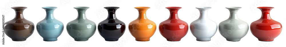 Collection of Colorful Ceramic Vases Against Collection of Colorful Ceramic Vases Against