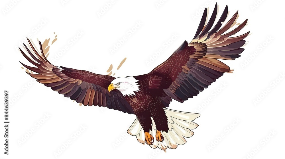 Bald eagle flying draw and paint on white background vector illustration Bald eagle flying draw and paint on white background vector illustration
