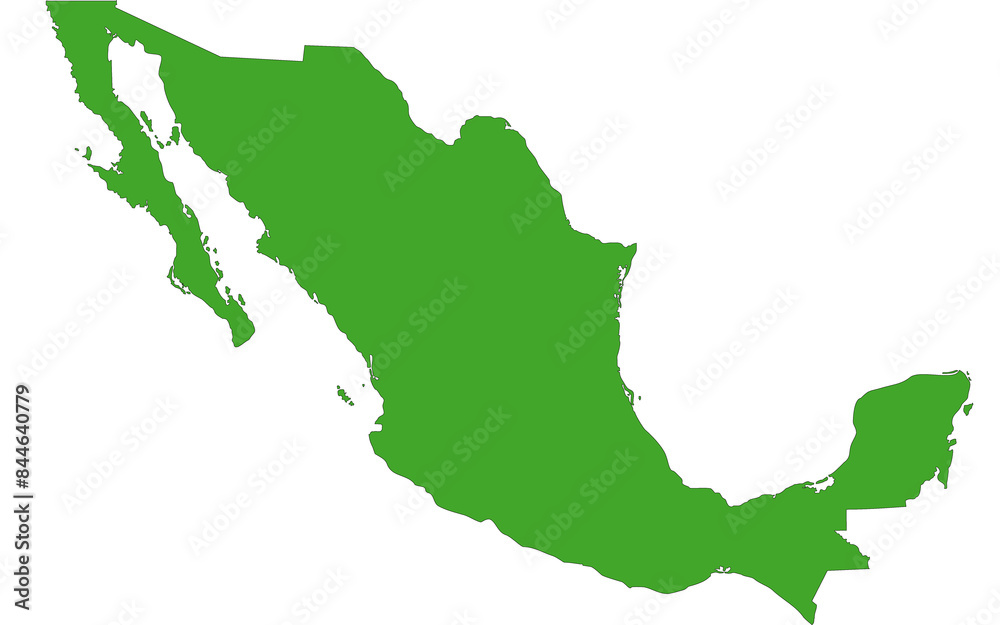 Fototapeta premium Map of Mexico in green