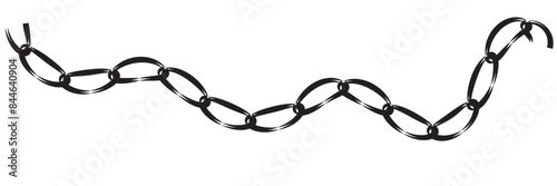 Monochrome set different type of metal chains in silhouette style. Seamless shape, for graphic design of logo, emblem, symbol, sign, badge, label, stamp, isolated on white background