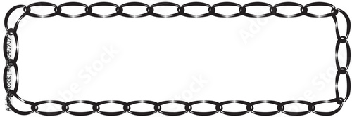 Monochrome set different type of metal chains in silhouette style. Seamless shape, for graphic design of logo, emblem, symbol, sign, badge, label, stamp, isolated on white background